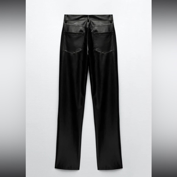 NWT Zara Faux Leather Straight Leg Pants - Picture 6 of 11